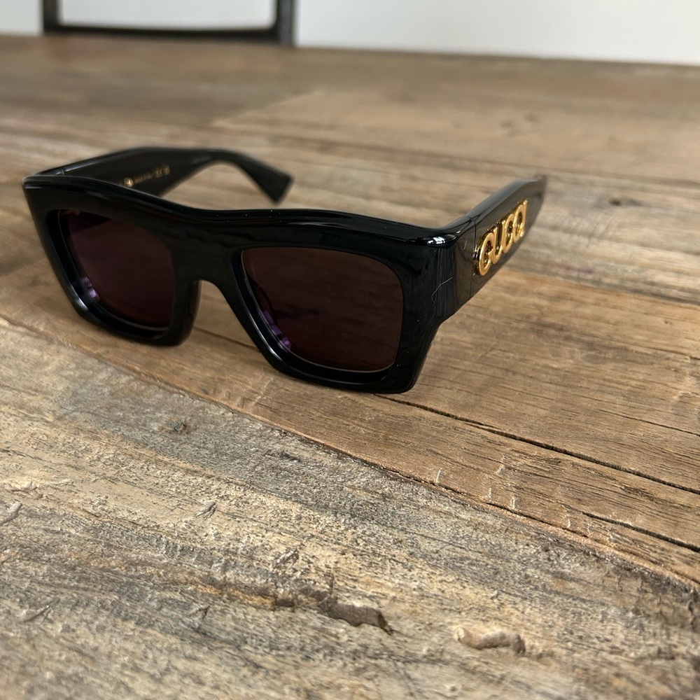 Gucci Black and Gold Sunglasses